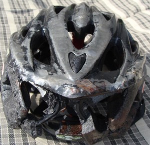 Helmet Damaged from Crash